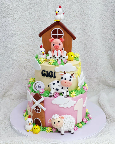 2-Tier Animal Farm Cake