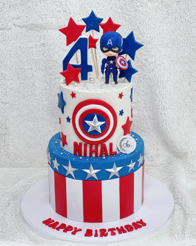 2-Tier Captain America Superhero Cake