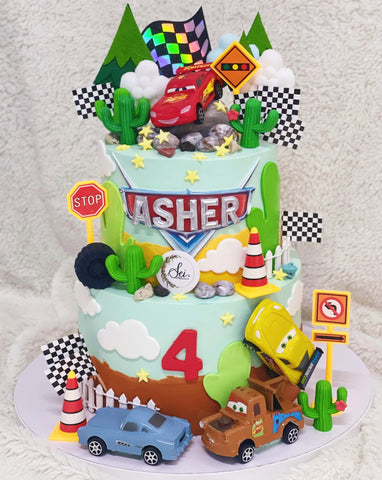 2-Tier Cars Lightning Mcqueen Cake