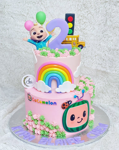 2-Tier Cocomelon Rainbow Cake