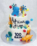 2-Tier Dinosaur in Party Hat Cake
