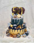 2-Tier Elegant Gold and Silver Cake