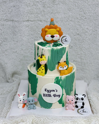 2-Tier Minimalist Animals Cake