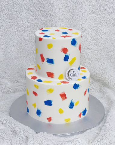 2-Tier Minimalist Paint Brush Stroke Cake