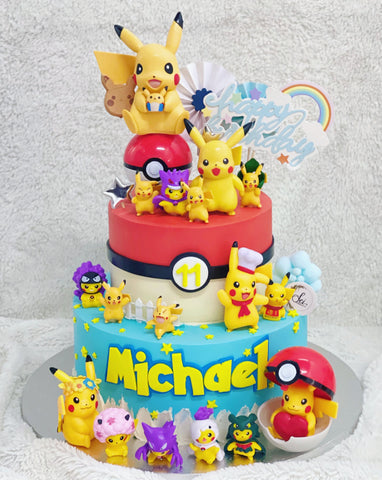 2-Tier Pikachu and Friends Pokemon Cake