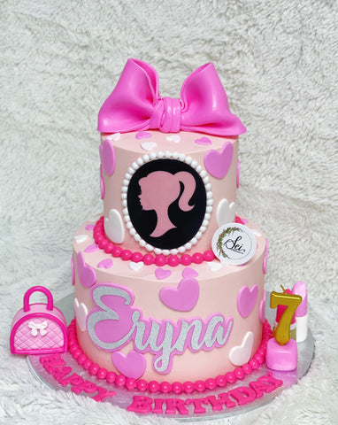 2-Tier Pink Barbie Cake