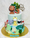 2-Tier Safari Animal Cake With Lion