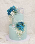 2-Tier Tall Floral Blue Cake