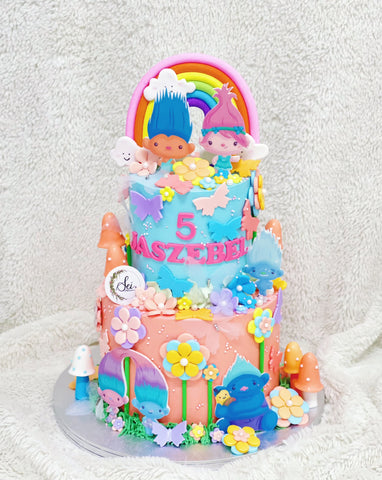 2-Tier Trolls Rainbow Cake
