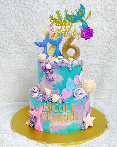 2-Tier Turquoise Mermaid Cake