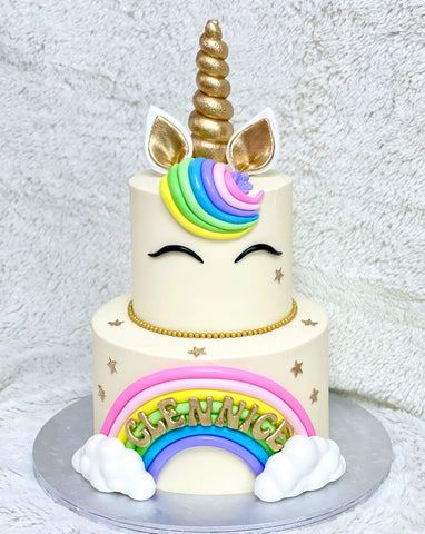 2-Tier Unicorn Rainbow Cake