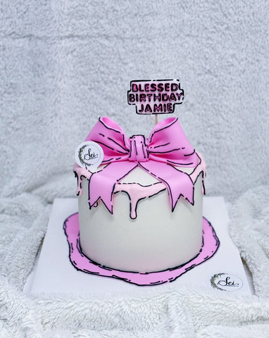 2D Pink Ribbon Cake