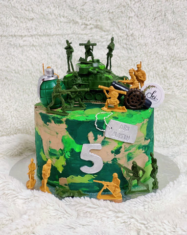 Army Soldier Cake with Grenade and Tank