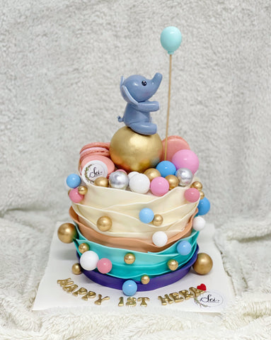 Baby Elephant with Ruffles Tall Cake