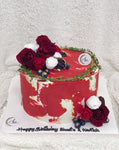 Burgundy Floral Thyme Wreath Cake