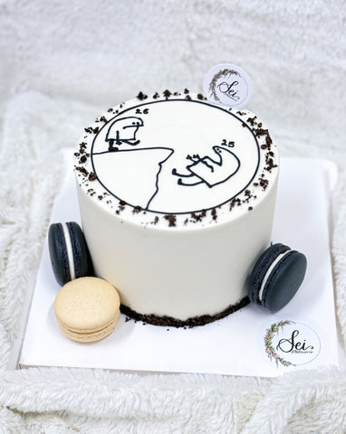 Cliffhanger Meme Cake with Macarons