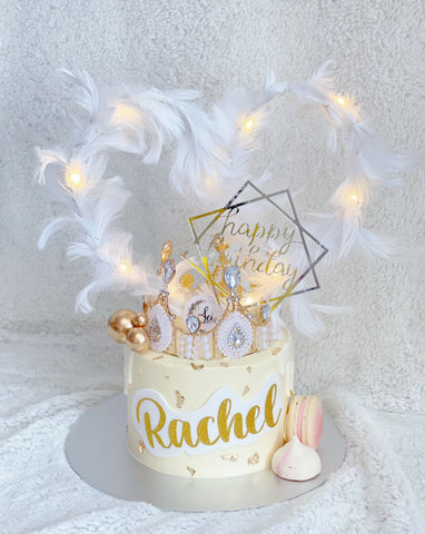 Crown Cake with Heart Shape Feather