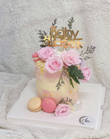 Everlasting Pink Floral Tall Cake