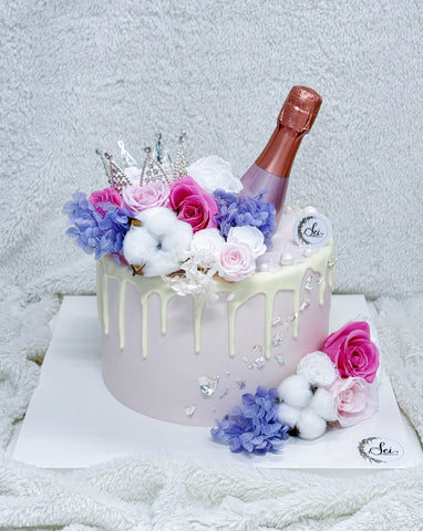 Floral Champagne Tall Cake
