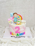 Girl and Dog Cake with Rainbow