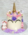 Gold Horned Unicorn with Baby Unicorn Tall Cake