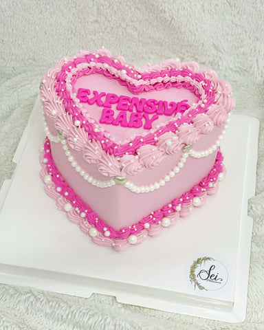 Korean Heart Shape Vintage Cake