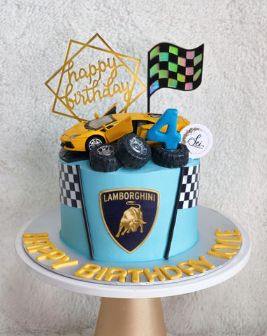 Lamborghini Racing Car Cake in Blue