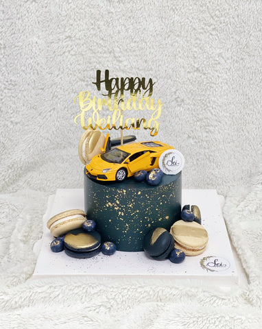 Lamborghini Sports Car Cake with Macarons