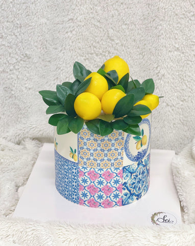 Lemon and Mediterranean Tile Tall Cake