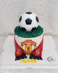 Manchester United Soccer Cake with Red  Scarf