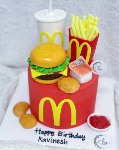 Mcdonald's Cheese Burger Cake with Nuggets