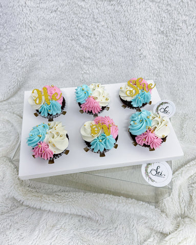 Minimalist Gender Reveal Boy or Girl Cupcakes