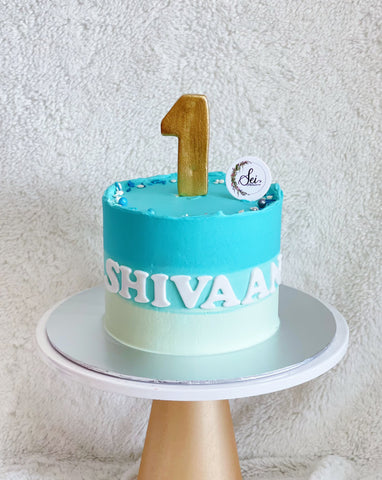 Ombre Blue Cake with Gold Age