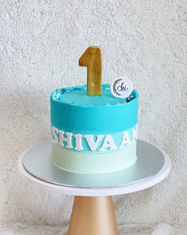 Ombre Blue Cake with Gold Age