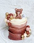 Ombre Brown Ruffles Teddy Bear Tall Cake