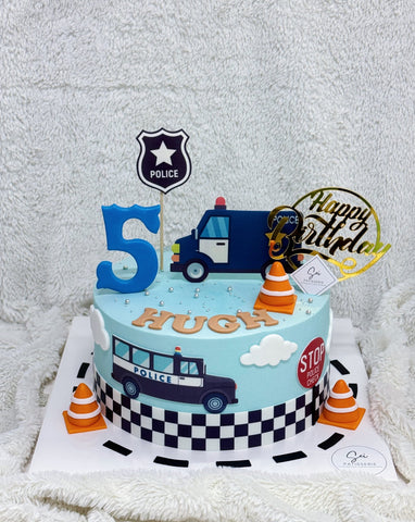 Pastel Blue Police Car Cake