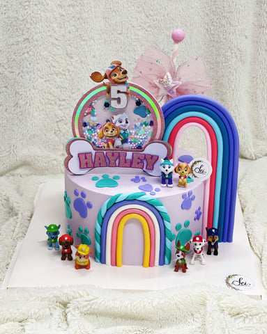 Paw Patrol and Rainbows with Shaker Birthday Topper