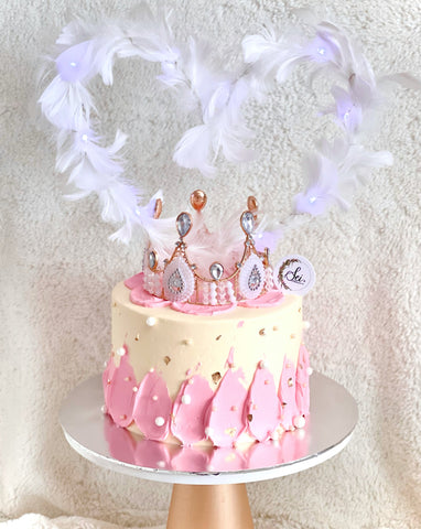 Pink Crown Feather Cake
