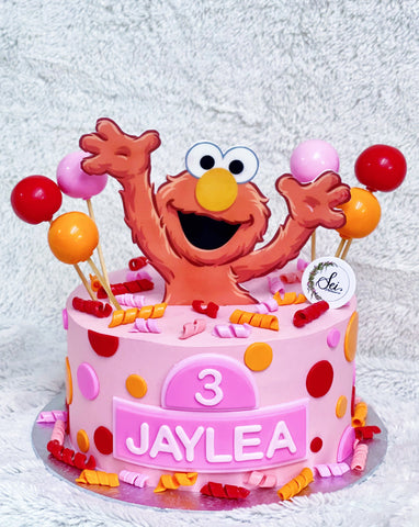 Pink Elmo Cake with Balloons