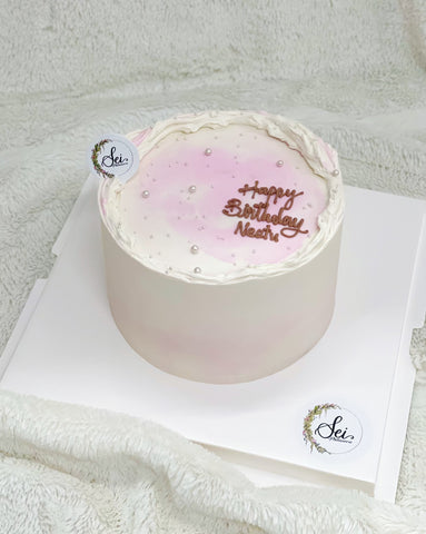 Pink x White Watercolour Minimalist Cake