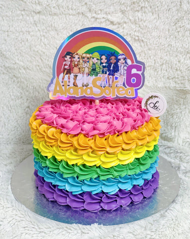 Rainbow High Dolls Rosette Cake (with Customised Cake Topper)