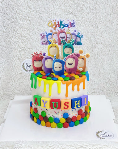 Rainbow Oddbods Cake