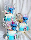 Stitch in Ombre Blue with White Drips Cake