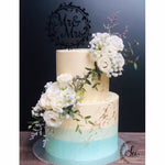 2-Tier Blue x White Floral Wedding Cake