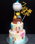 2-Tier Hot Air Balloon Animal Theme Cake