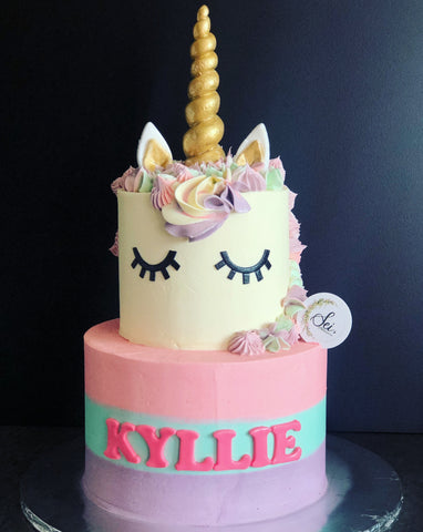 2-Tier Tricolour Unicorn Cake