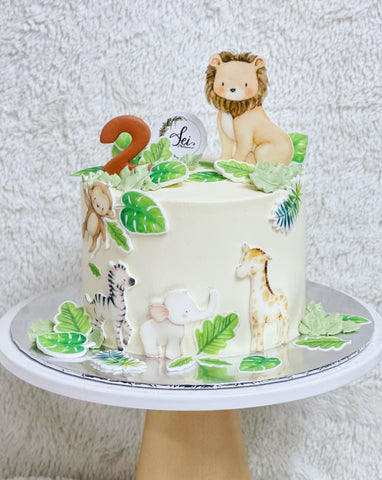 Jungle Watercolour Animals Cake