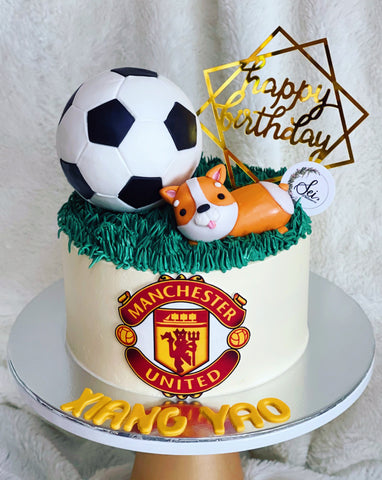 Manchester United Cake with Corgi