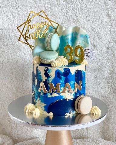 Navy Blue Macaron Tall Cake