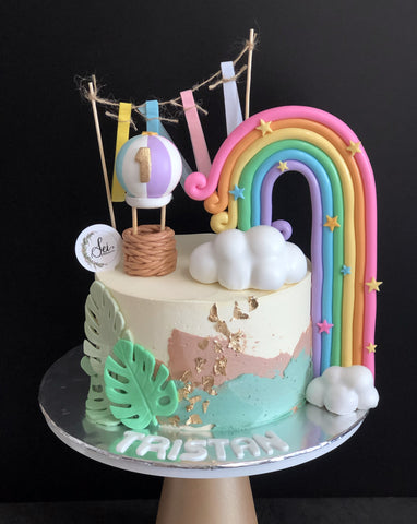 Rainbow Hot Air Balloon Cake